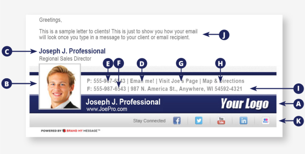 Compact eBusinesscard sample showing the same standard features