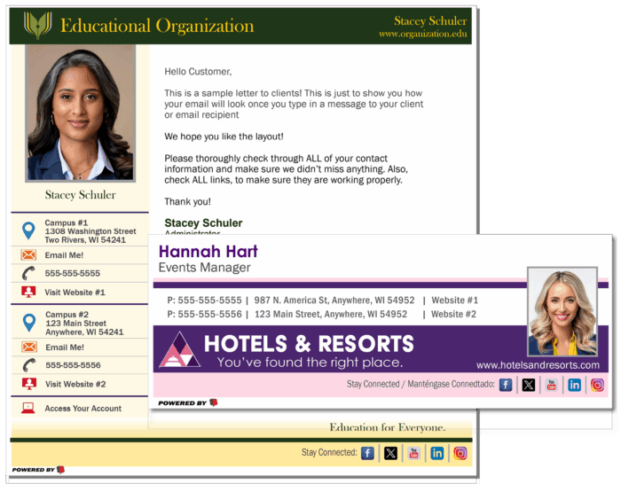 Multi-location email signature example